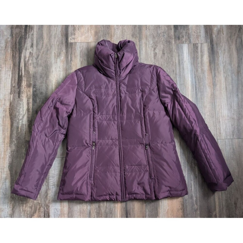 1 Madison Purple Satin Down Puffer Jacket Women's Size Large Down Fowl Filling